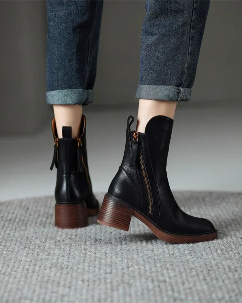 Ava&Caire™ | Garciel Leather Ankle Boots