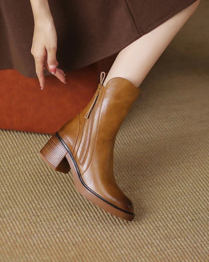 Ava&Caire™ | Garciel Leather Ankle Boots