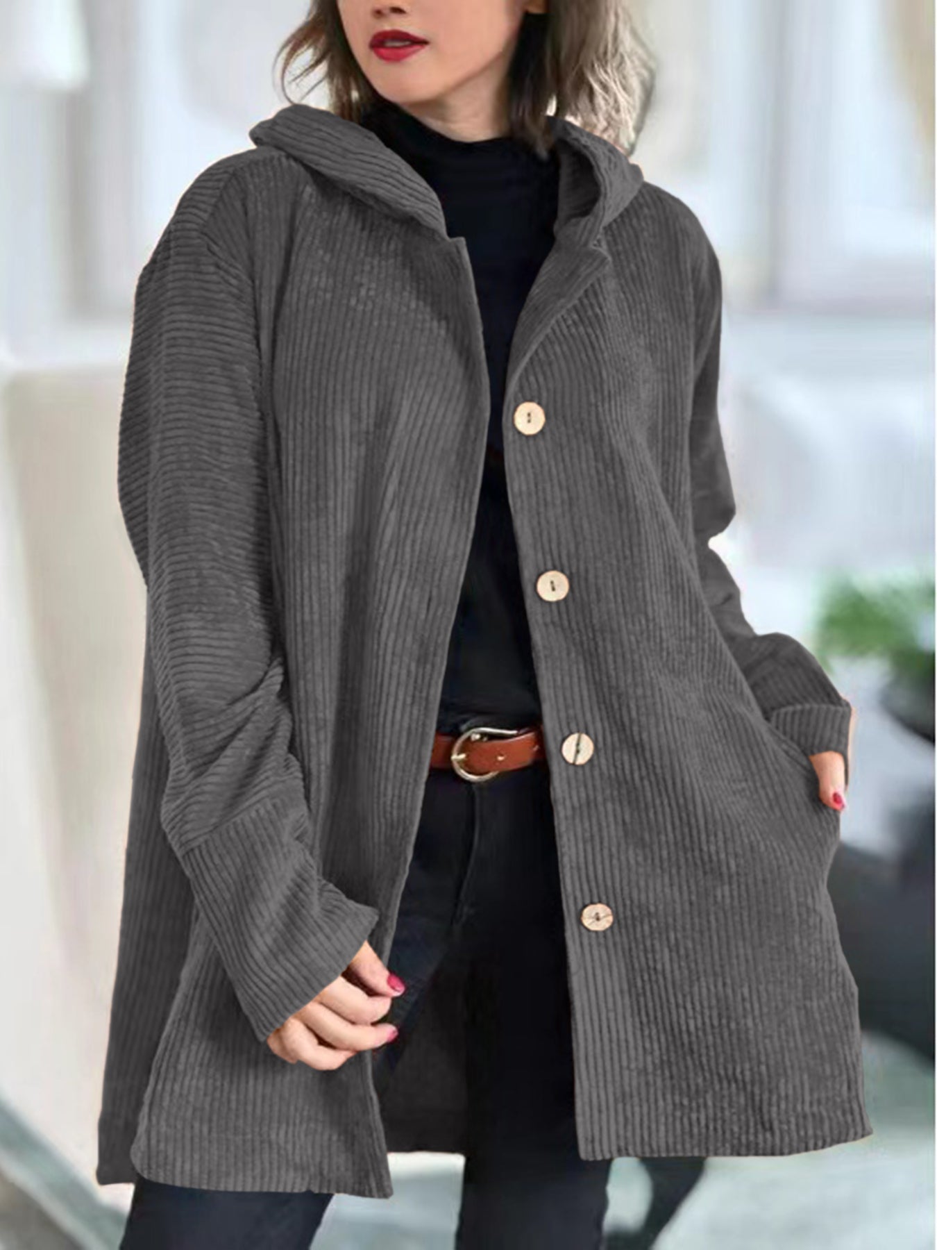Ava&Claire™ | Cordia Cozy Corduroy Hooded Jacket