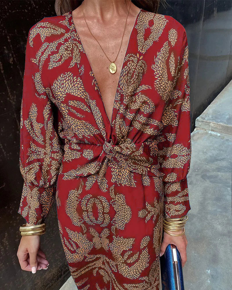 Elance™ | Floral Print Long Sleeve Dress