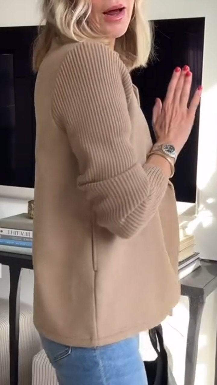 Ava&Claire - Amora Elegant Knit-Sleeve Jacket