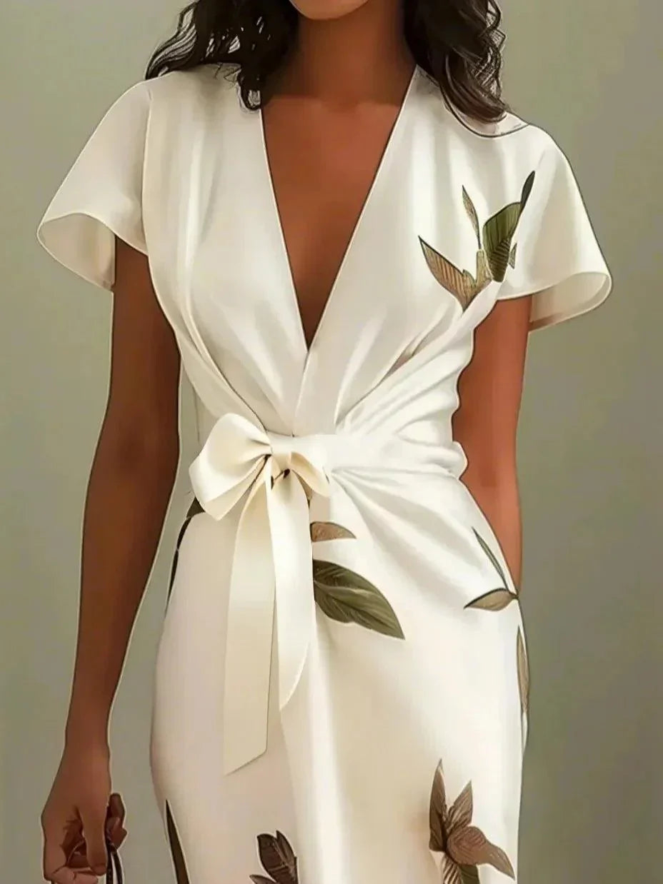 Elance™ | Satin Leaf Midi Dress