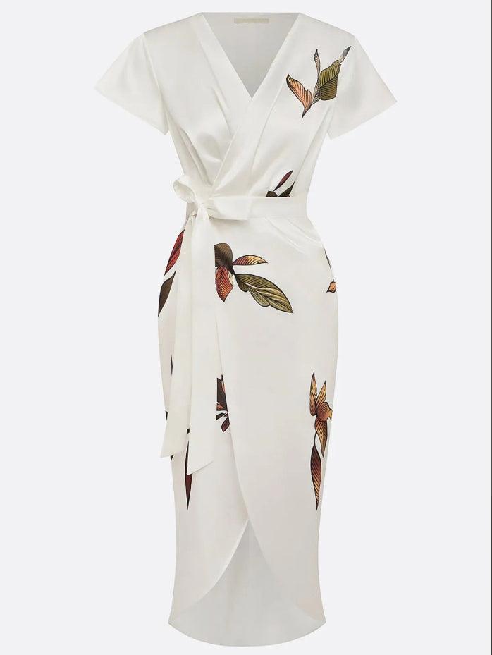 Elance™ | Satin Leaf Midi Dress