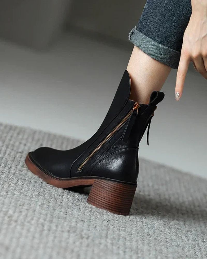 Ava&Caire™ | Garciel Leather Ankle Boots