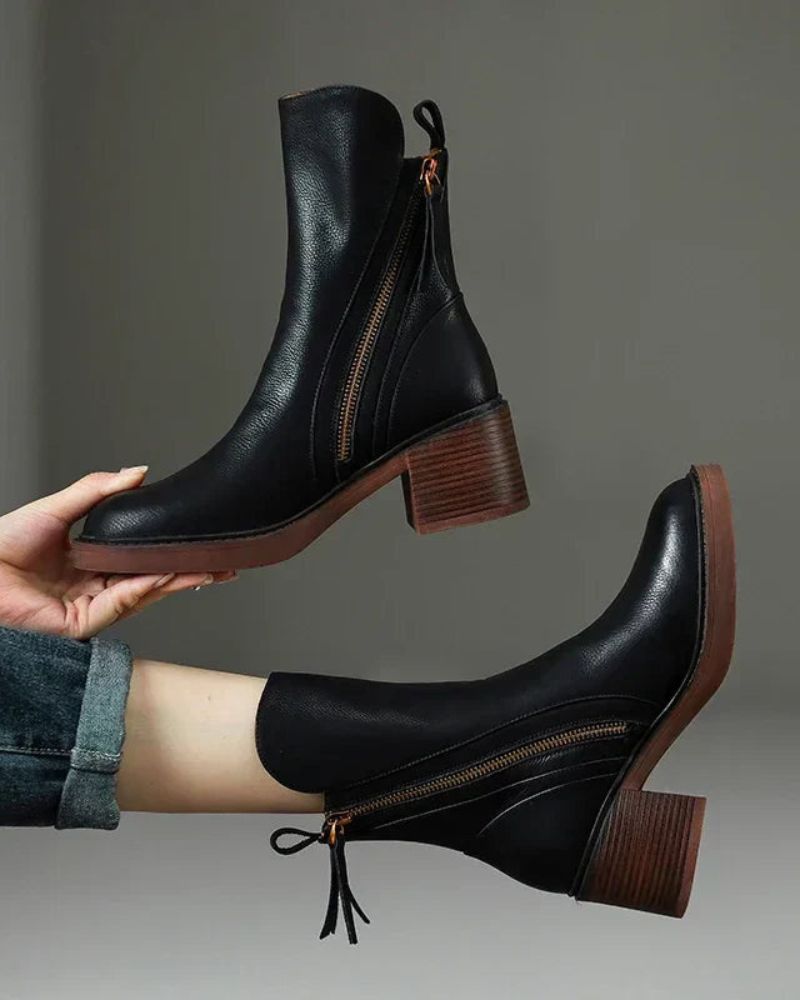 Ava&Caire™ | Garciel Leather Ankle Boots
