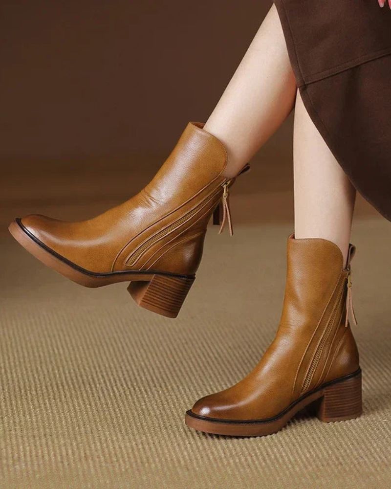 Ava&Caire™ | Garciel Leather Ankle Boots