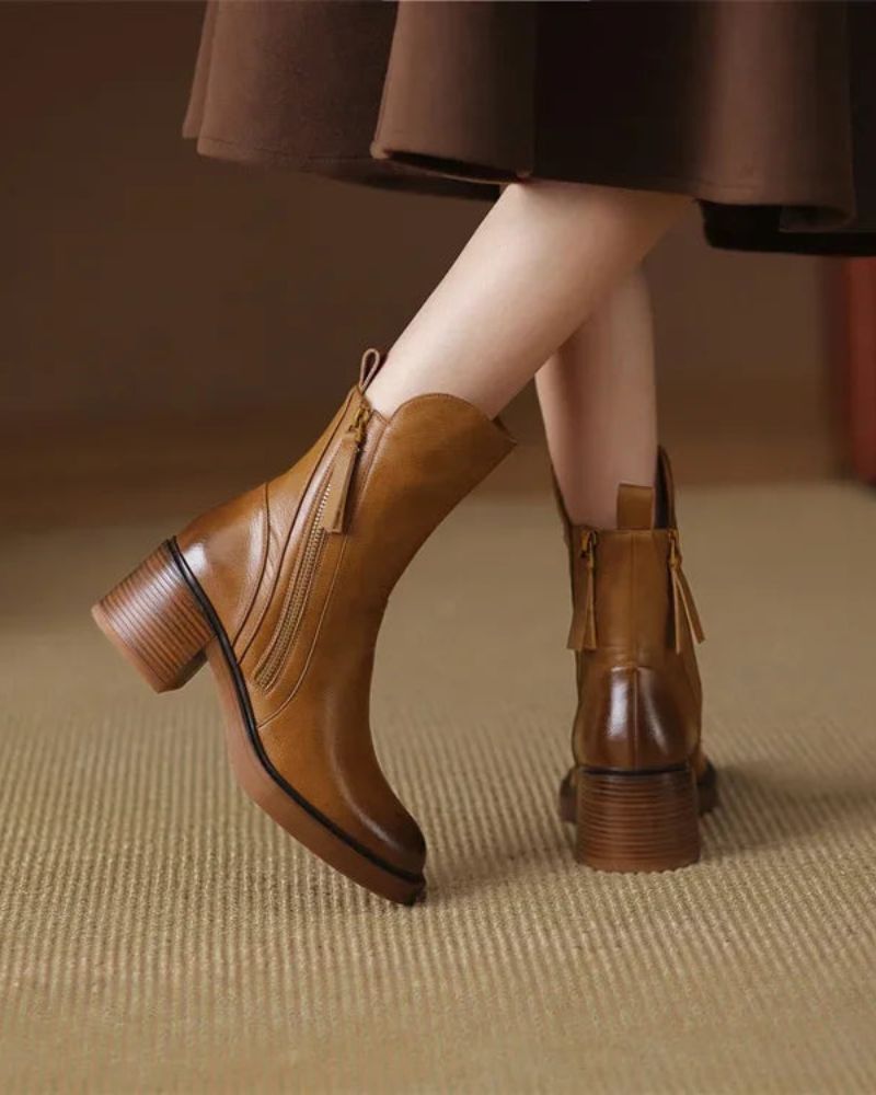 Ava&Caire™ | Garciel Leather Ankle Boots