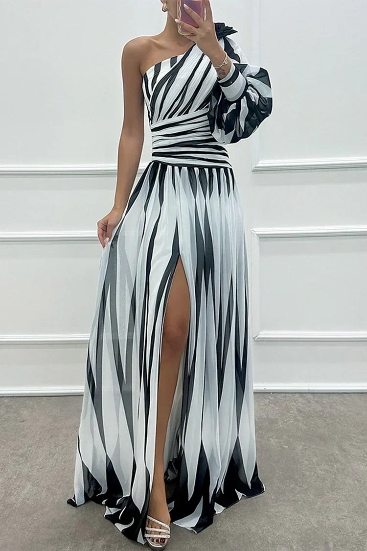 Elance™ | One-Shoulder Striped Dress