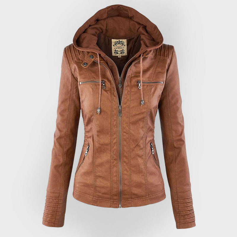 Ava&Claire | Modern Leather Jacket with Hood