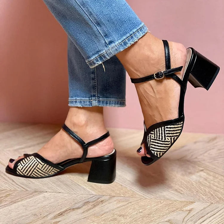 Elance™ | Woven Wide Heel Sandals