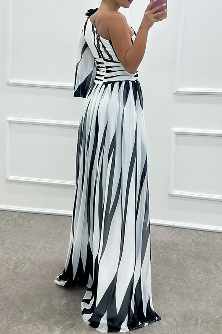 Elance™ | One-Shoulder Striped Dress