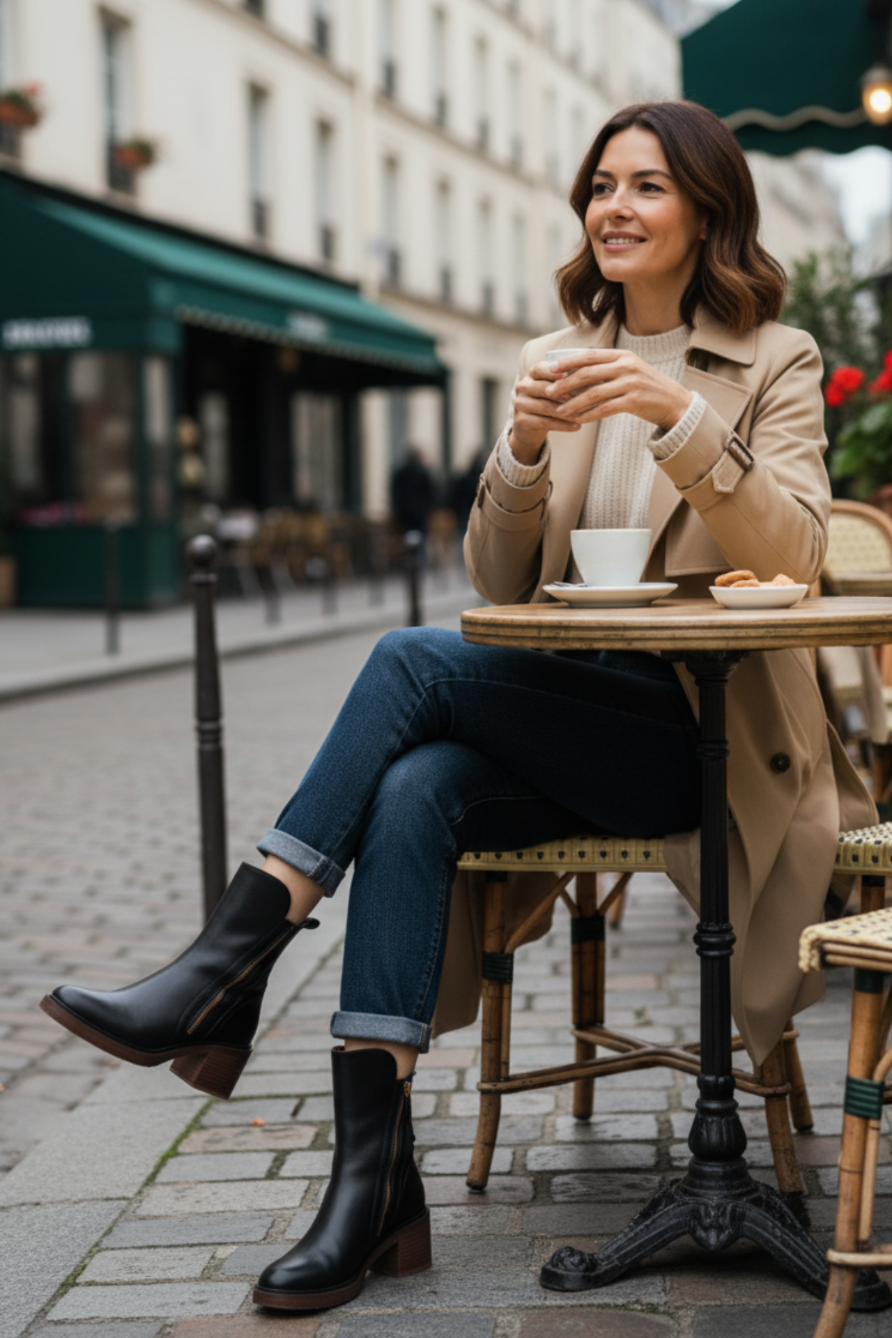 Garciel™ | Black leather ankle boots with comfort heel