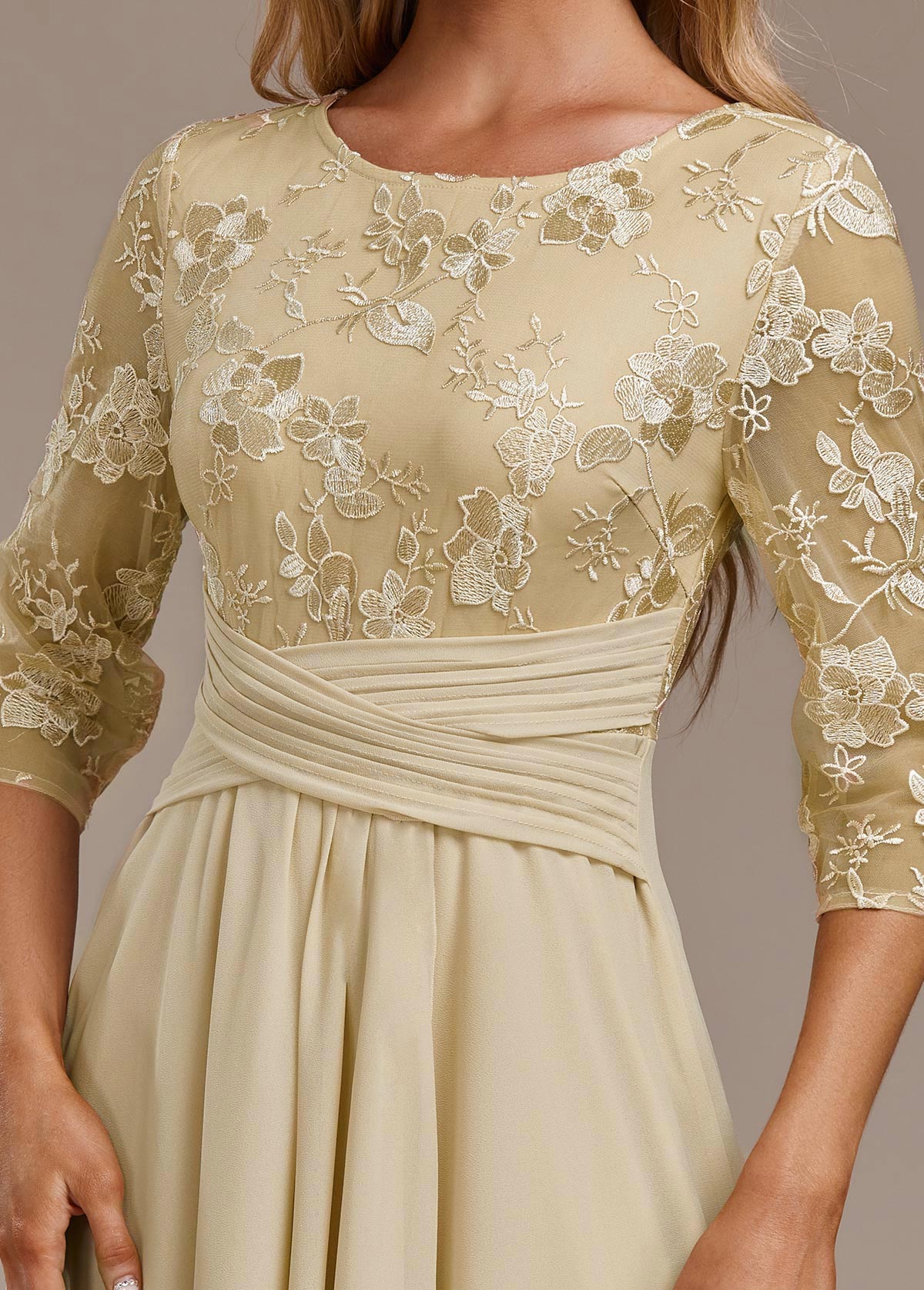 Elance™ | Champagne Embroidered Dress