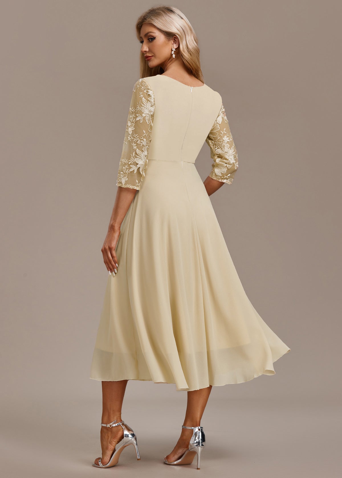 Elance™ | Champagne Embroidered Dress