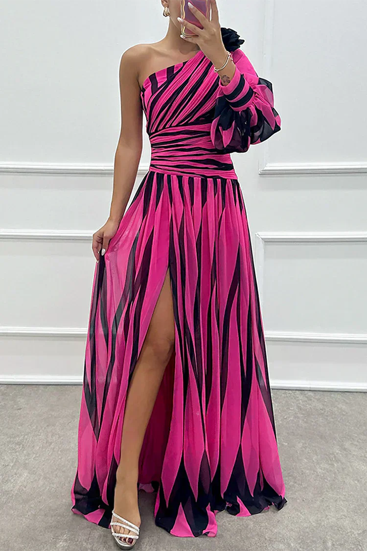 Elance™ | One-Shoulder Striped Dress