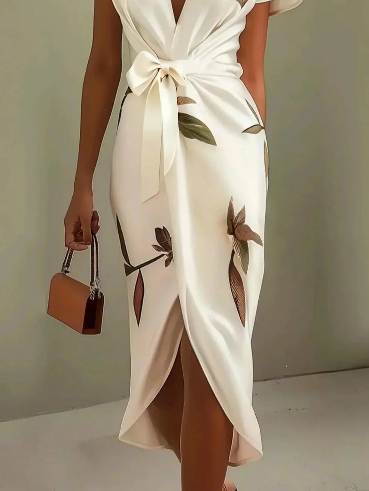 Elance™ | Satin Leaf Midi Dress