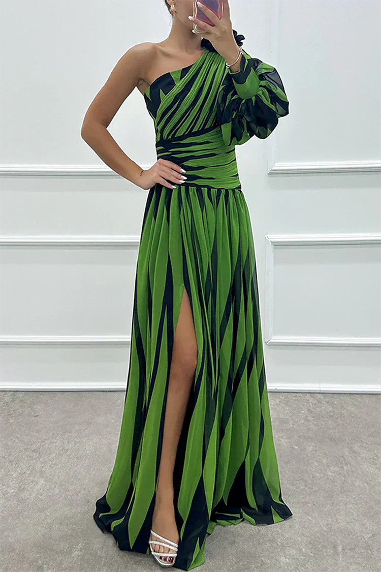 Elance™ | One-Shoulder Striped Dress