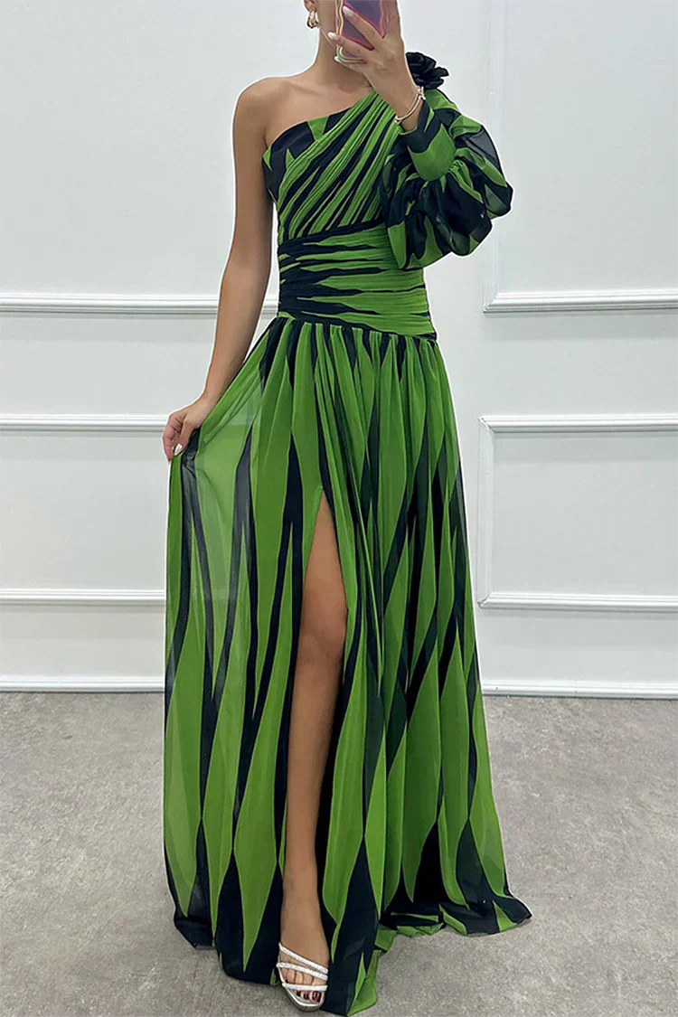Elance™ | One-Shoulder Striped Dress