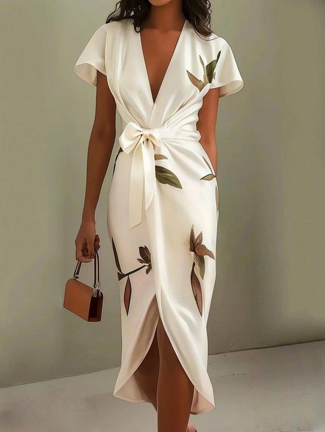 Elance™ | Satin Leaf Midi Dress