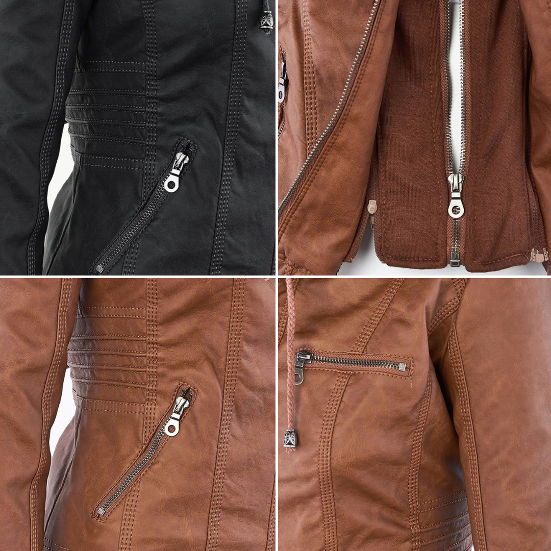 Ava&Claire | Modern Leather Jacket with Hood