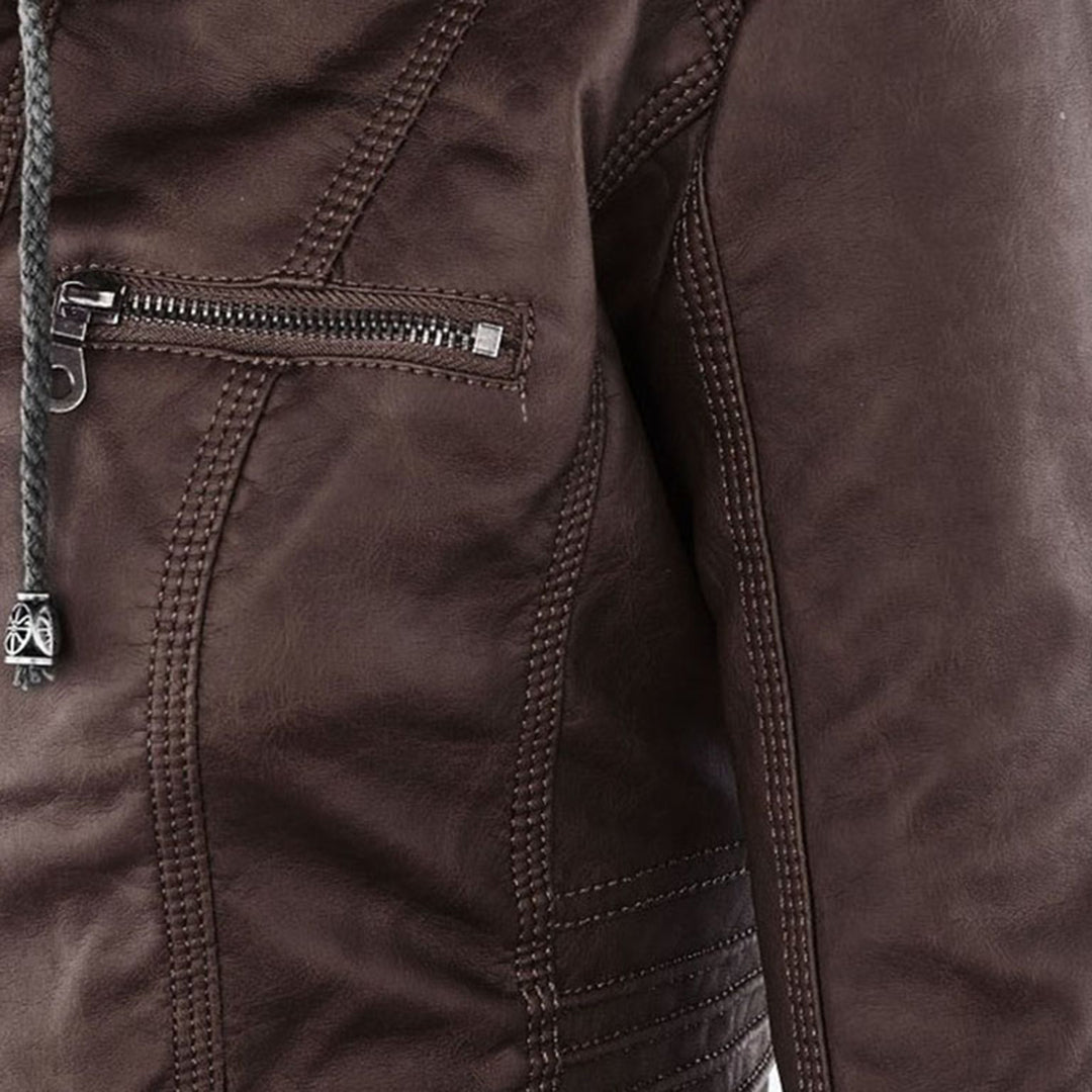 Ava&Claire | Modern Leather Jacket with Hood