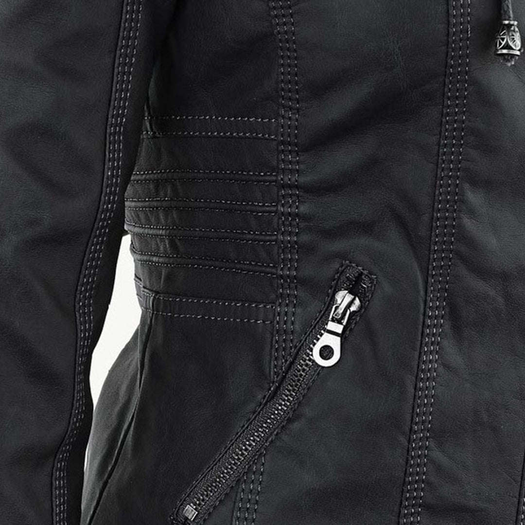 Ava&Claire | Modern Leather Jacket with Hood