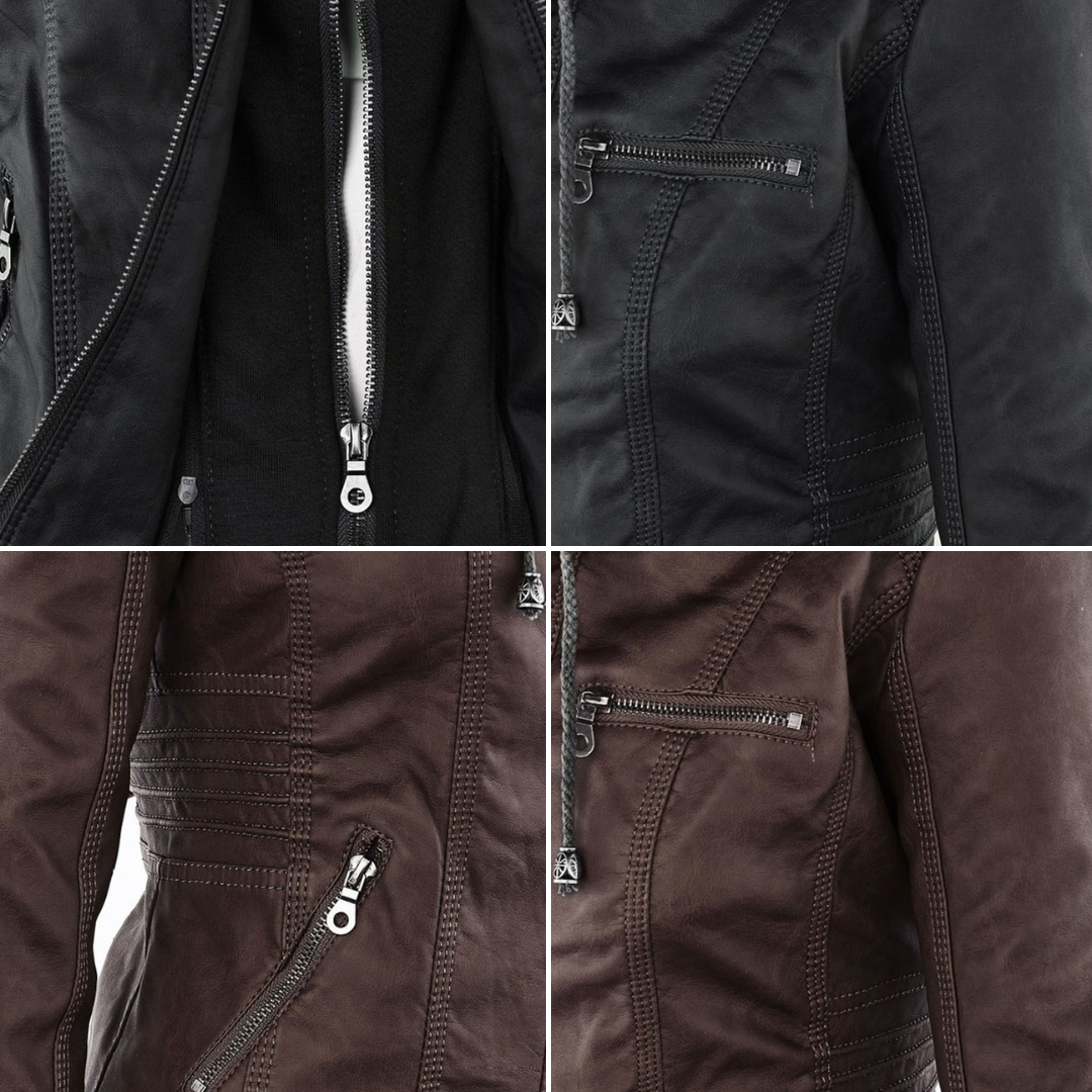 Ava&Claire | Modern Leather Jacket with Hood
