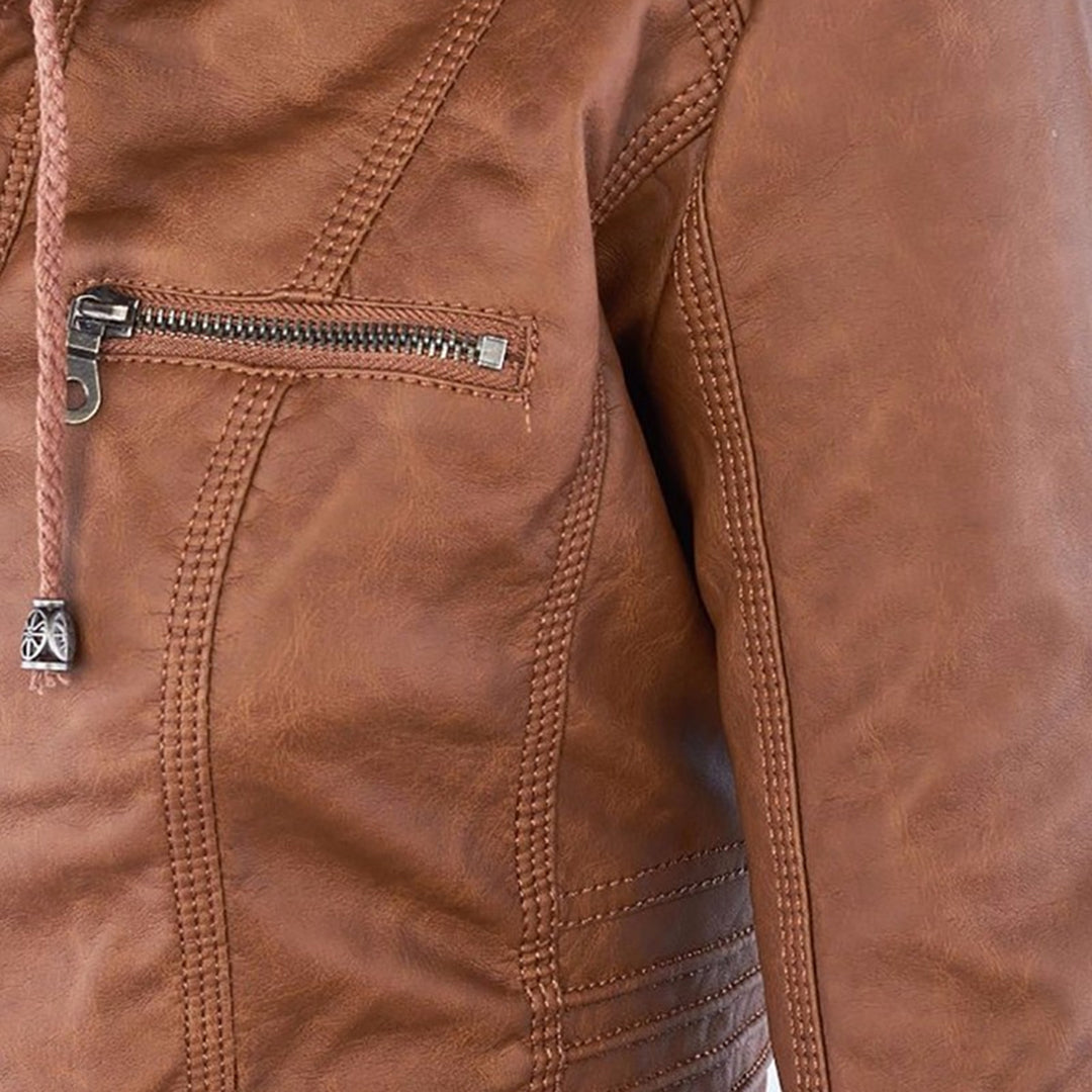 Ava&Claire | Modern Leather Jacket with Hood
