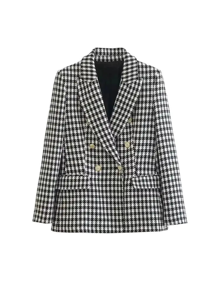 Mia™ | Elegant Houndstooth Blazer
