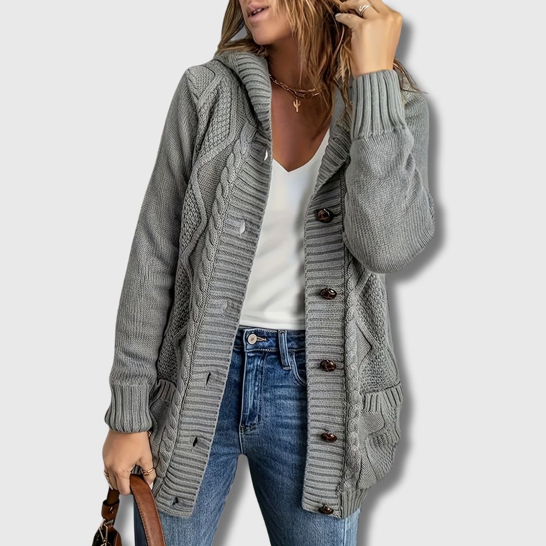 Elance™ | Noémie Buttoned Hooded Cardigan