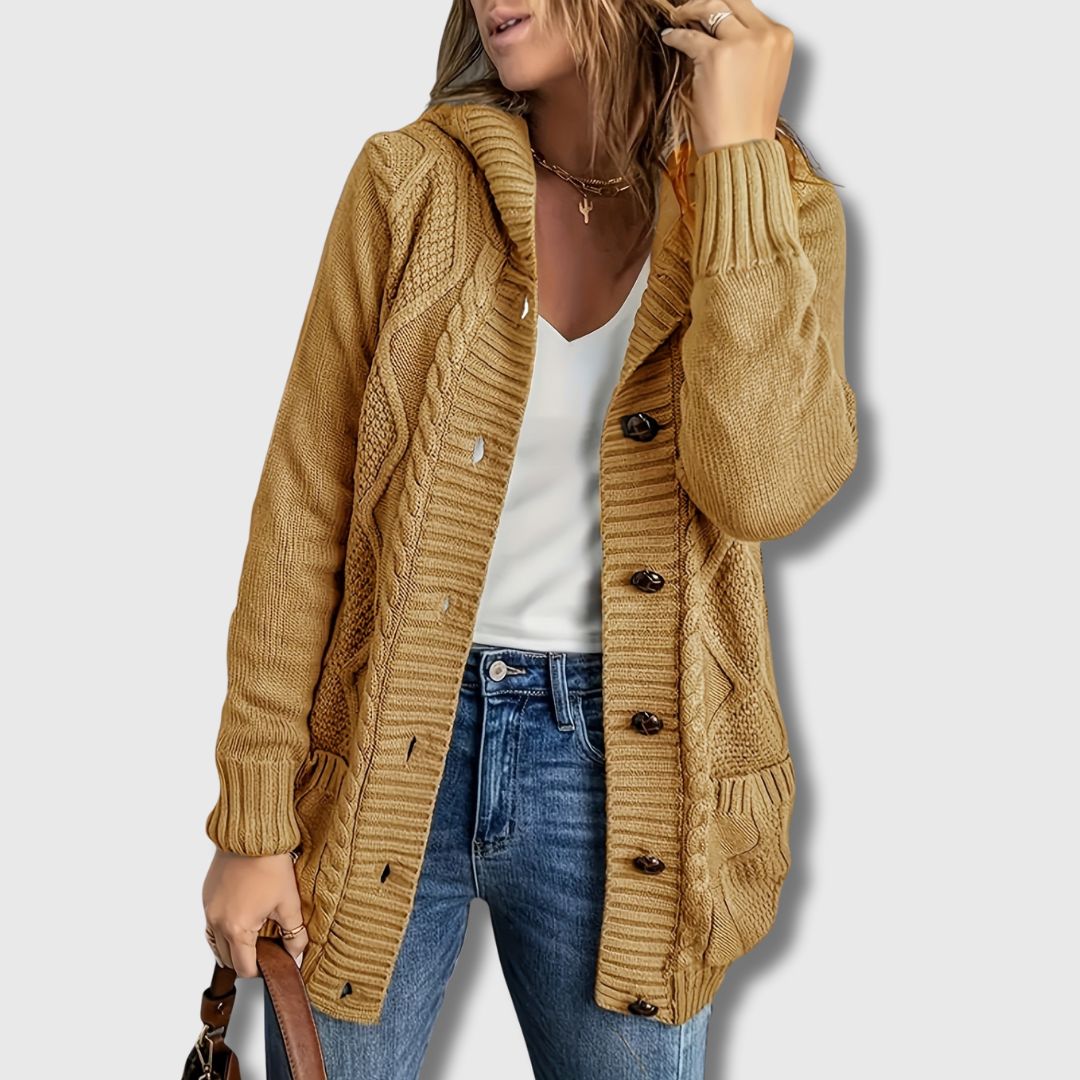 Elance™ | Noémie Buttoned Hooded Cardigan