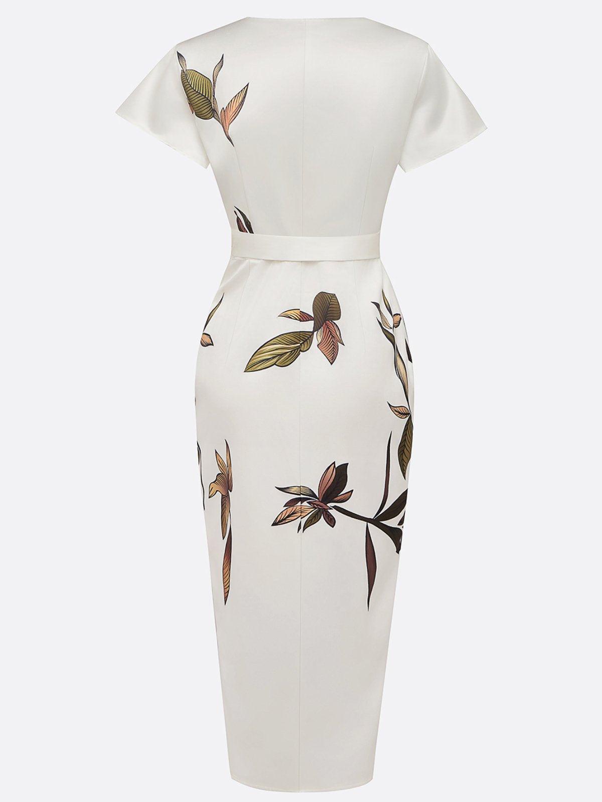 Elance™ | Satin Leaf Midi Dress