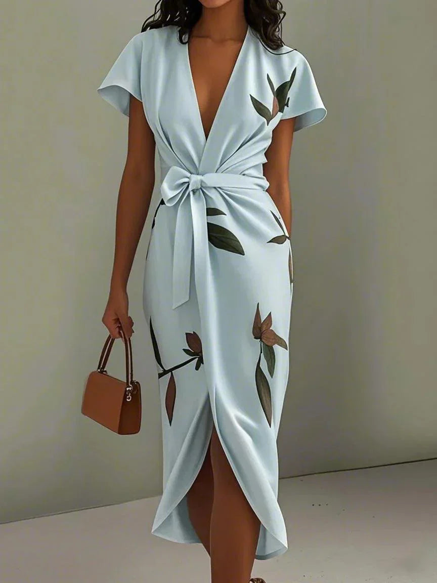 Elance™ | Satin Leaf Midi Dress